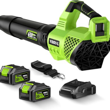 Leaf Blower Cordless, 650CFM Electric Leaf Blowers with 2 x 5.2Ah Batteries and Charger, 3 Speed Modes, 1 x Adjustable Shoulder Strap, Powerful Blowers for Lawn Care, Patio, Dust, Blowing Leaves